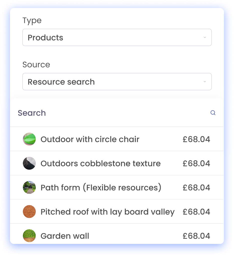 live product pricing for estimation