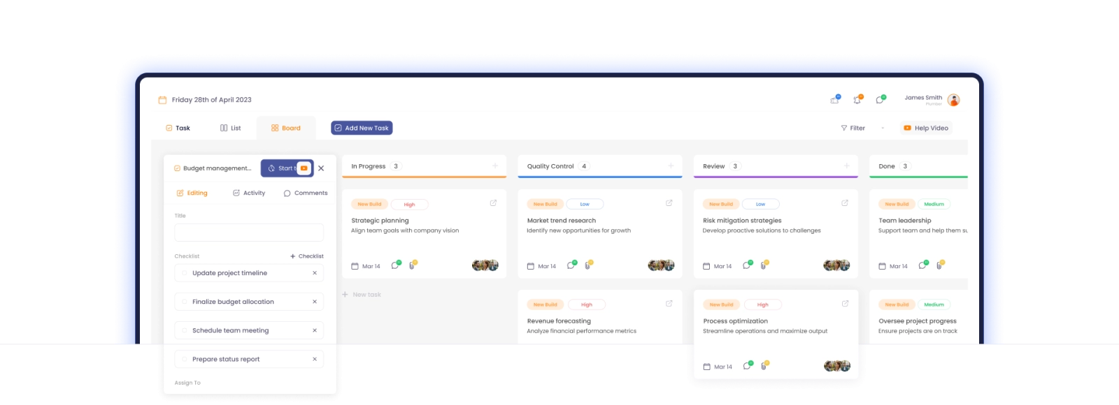 Project Management Kanban board
