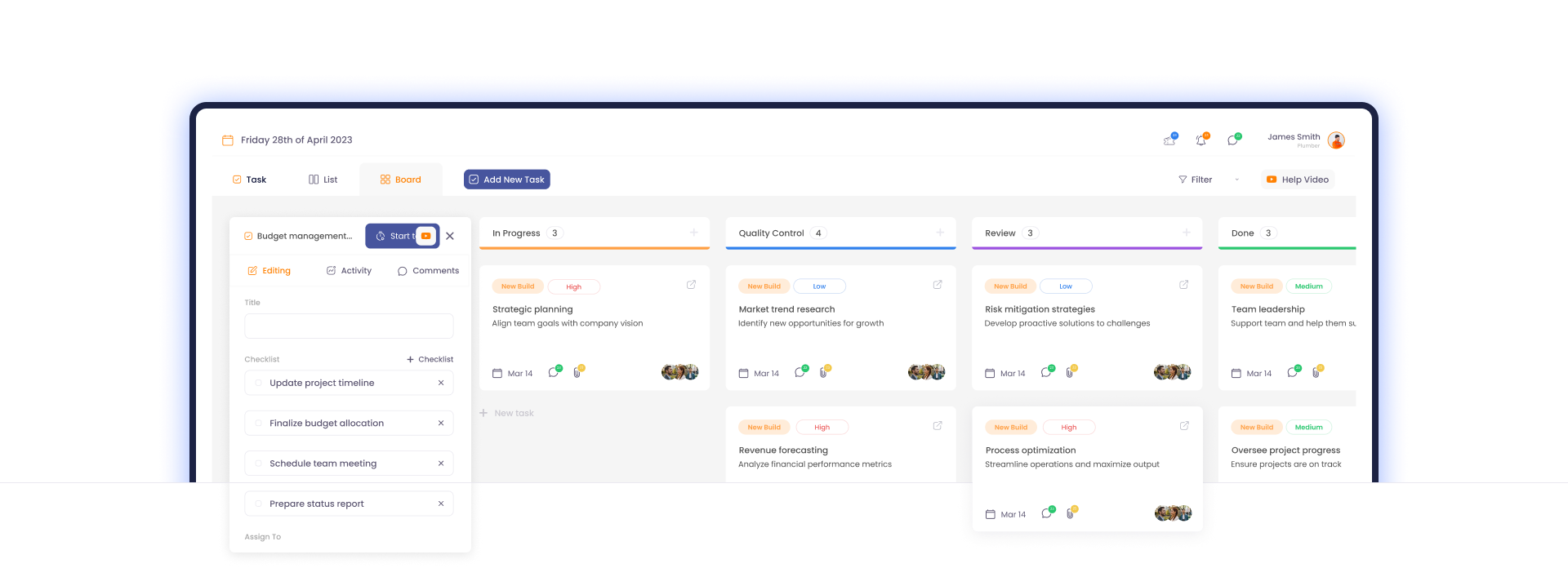 Project Management Kanban board