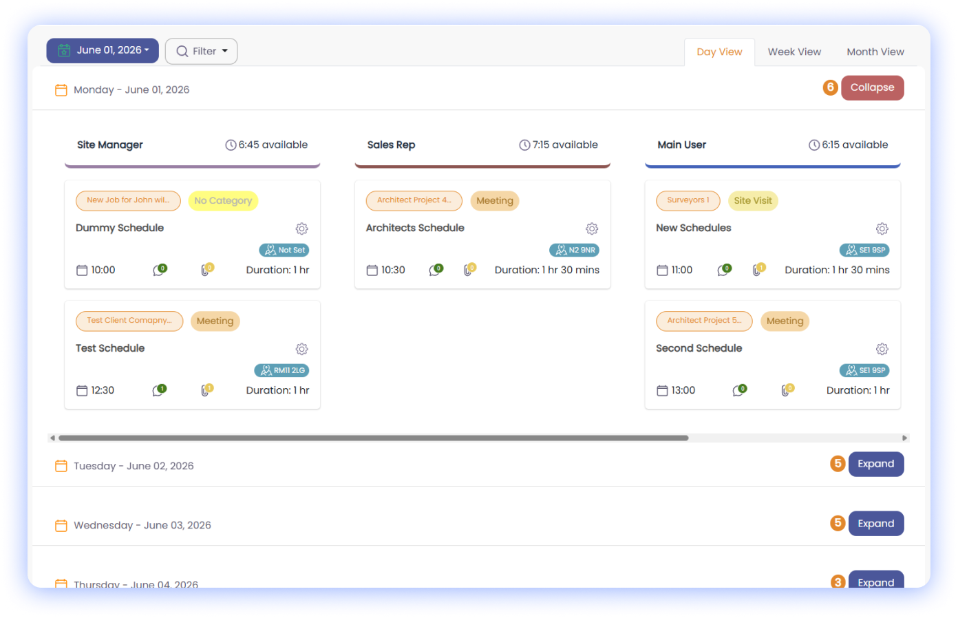 Schedule Visibility & Management
