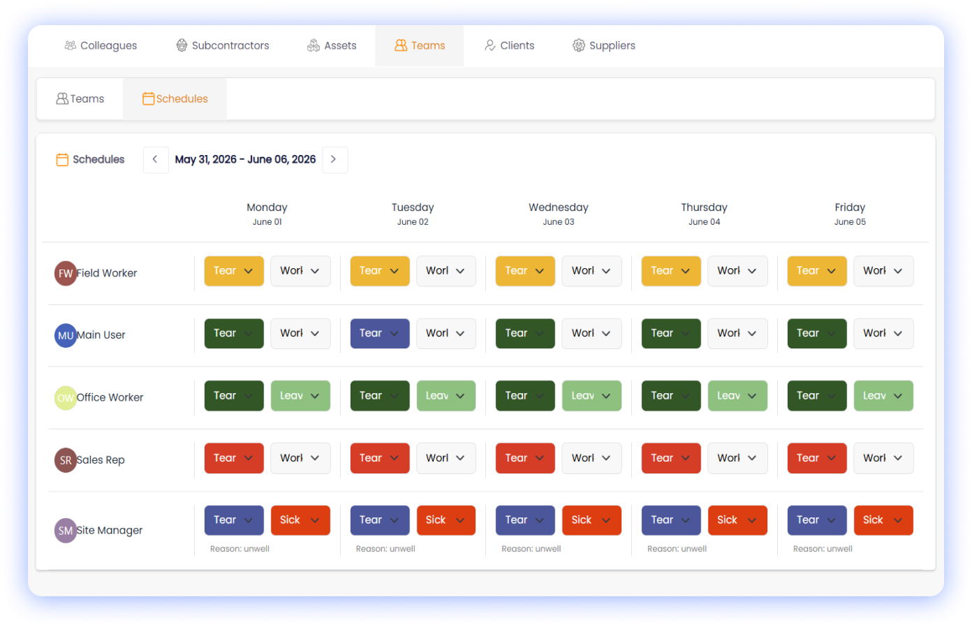 Team Scheduling & Work Allocation