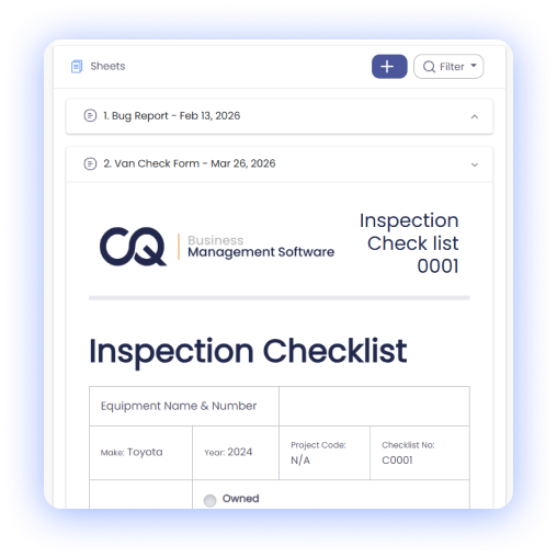 Vehicle inspection sheet