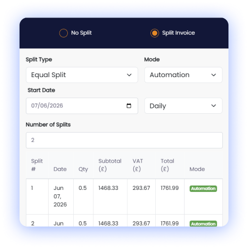 split invoice management