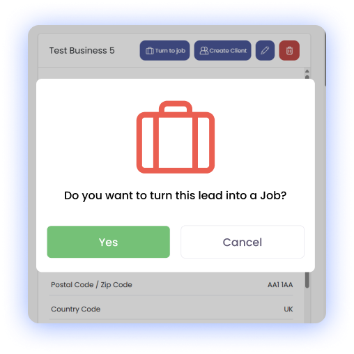 turn lead into job from crm