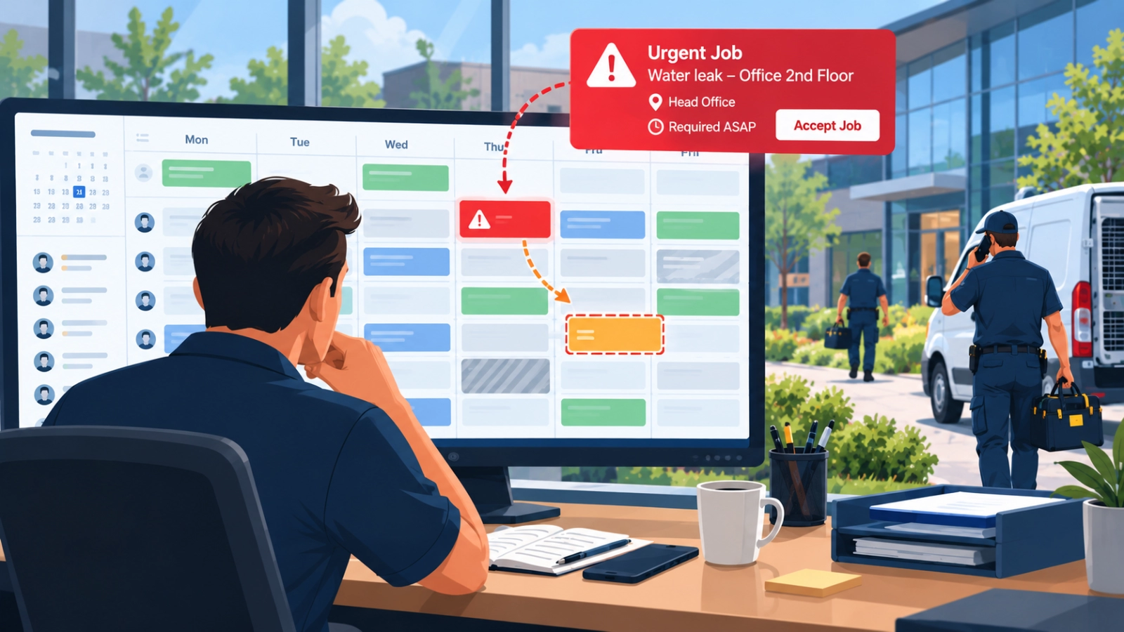 Reactive Field Service Scheduling Alert